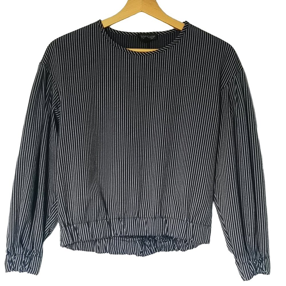 Topshop Bubble Navy and White Striped Top Size 4